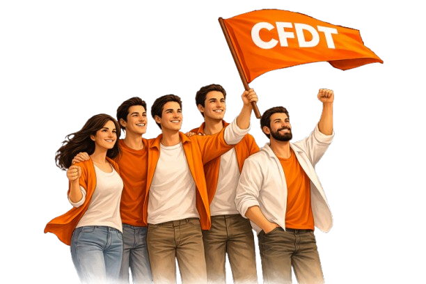 CFDT Drapeau et Manifestants